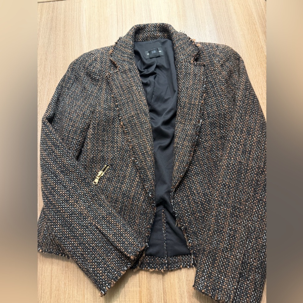 Like New - Club Monaco Chic Tweed Blazer with Gold Accents